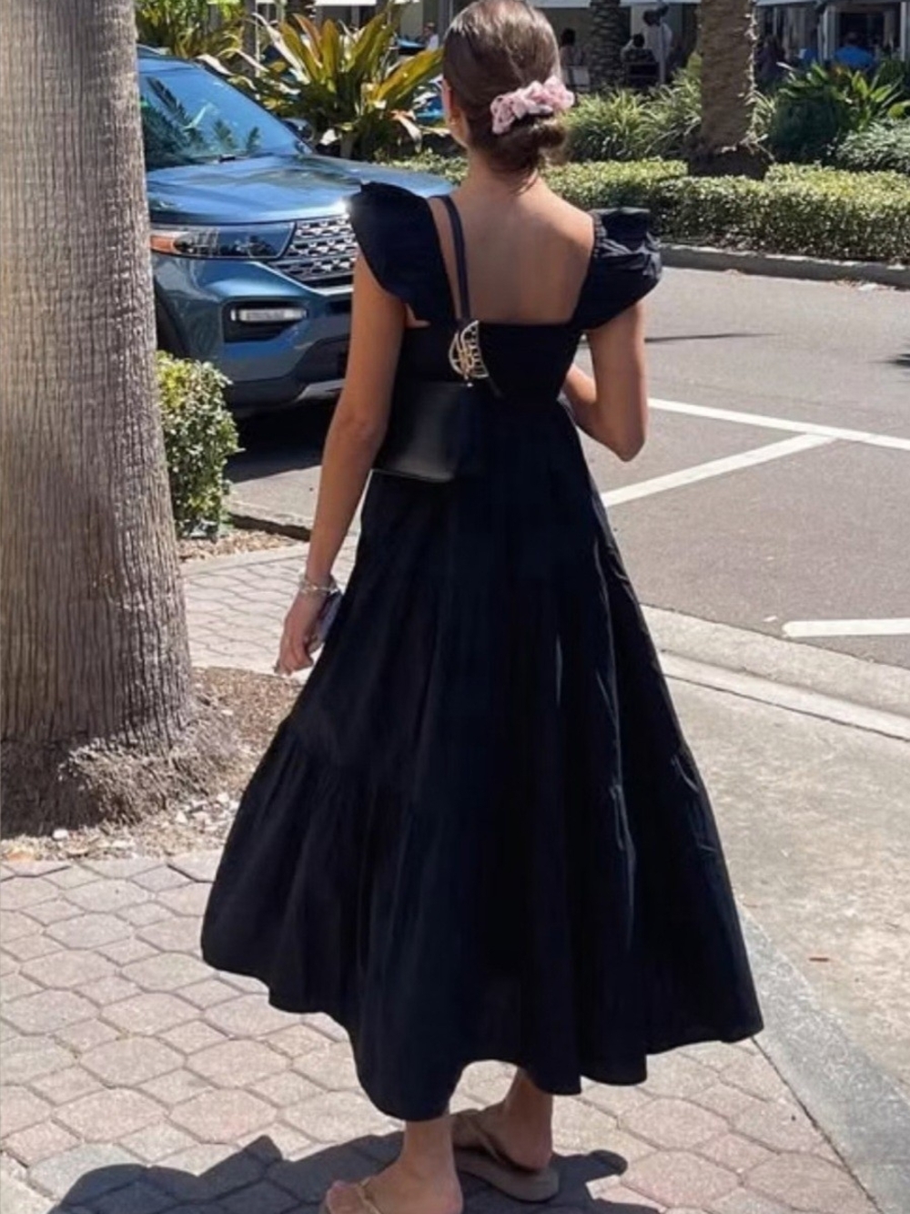 {Abercrombie & Fitch} Ruffle Sleeve Tiered Poplin Midi/Maxi Dress - Picture 2 of 16